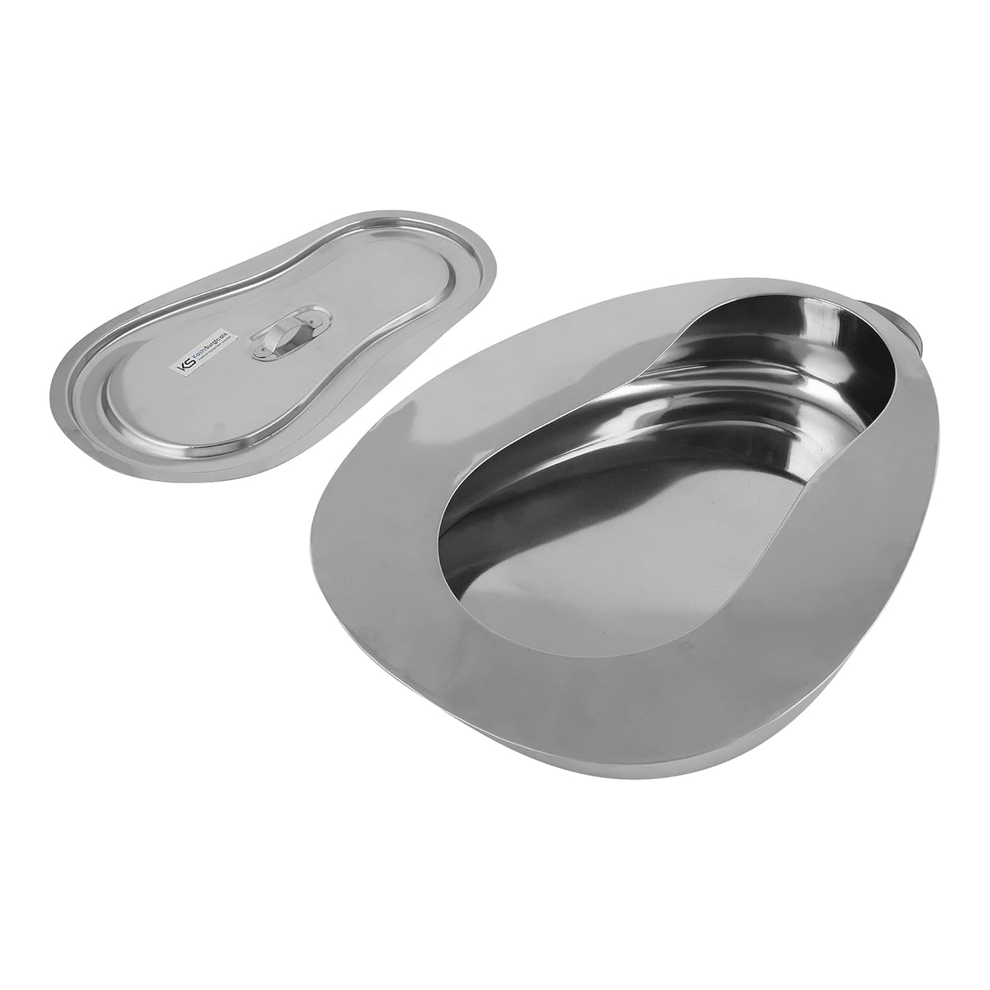 Unisex Jointed Stainless Steel Bed Pan with Lid