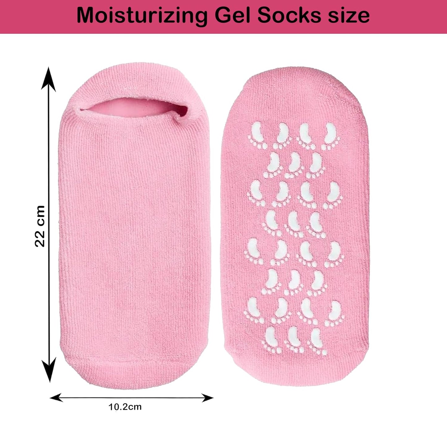Moisturizing Silicone Gel Socks for Repairing Dry, Cracked Feet Skin, Pink