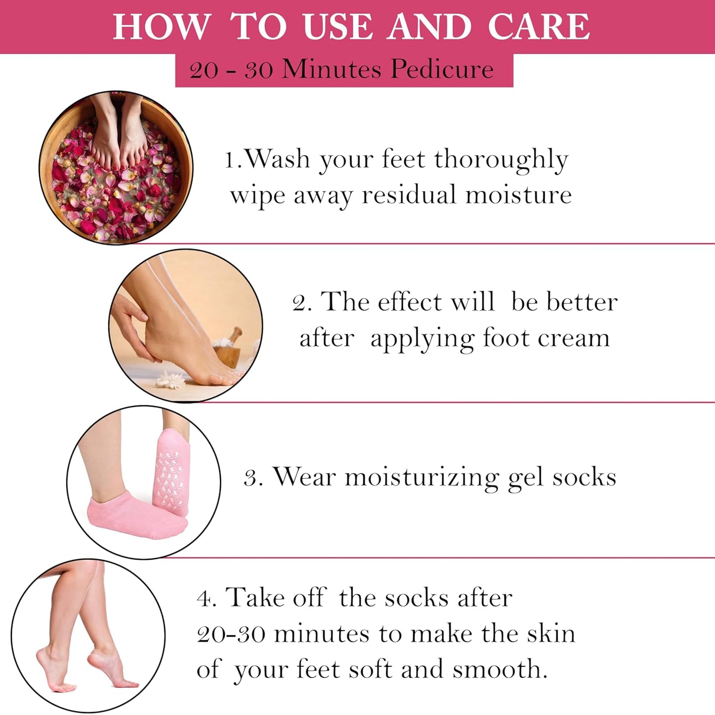 Moisturizing Silicone Gel Socks for Repairing Dry, Cracked Feet Skin, Pink