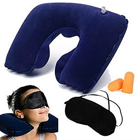 travel selection 3 in 1 combo neck pillow ,travel eye shade mask, ear plugs