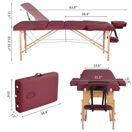 3 Foldable Massage Table Wooden Colour (Brown )
