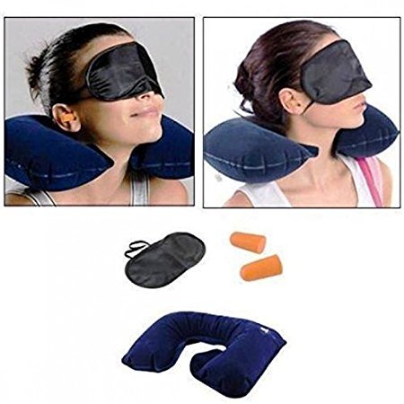 travel selection 3 in 1 combo neck pillow ,travel eye shade mask, ear plugs