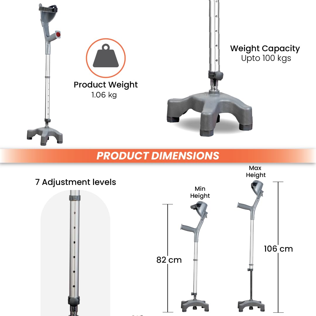 Vissco Astra Max Elbow Crutch Quadripod Base