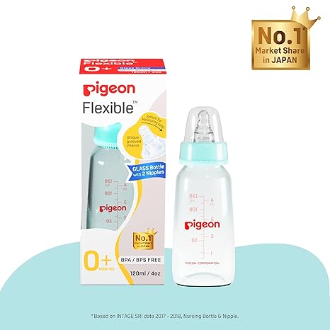 Pigeon Flexible Glass Bottle BPA/BPS FREE 120ml / 4oz