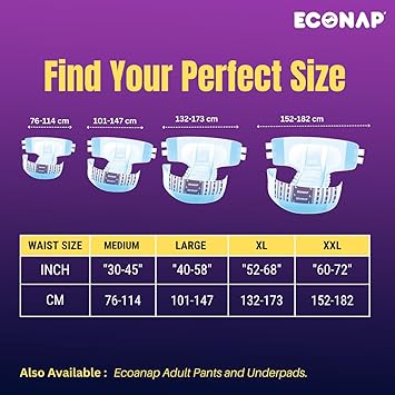 Econap Economy Adult Pull ups & Sticking | Pant style Diaper for Men & Women Size-M (10 nos)