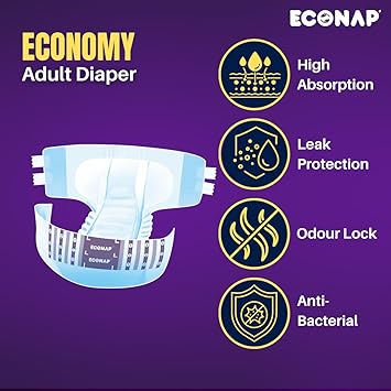 Econap Economy Adult Pull ups & Sticking | Pant style Diaper for Men & Women Size-M (10 nos)