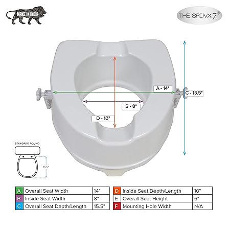 Commode Seat Raiser Elevator 6-Inches With Lid Toilet