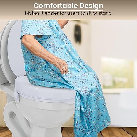 Commode Seat Raiser Elevator 4-Inches With Lid Toilet