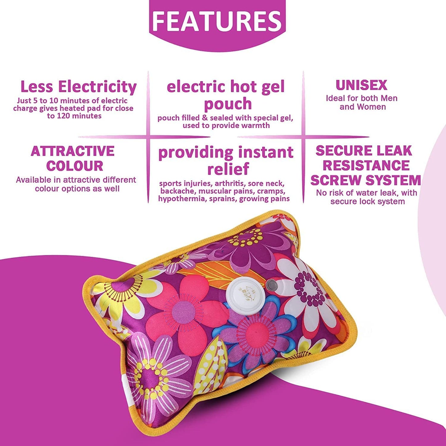 Hot water bag electric, Heating Pad (Multicolour)