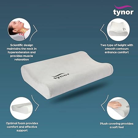 Tynor Contoured Cervical Pillow, Grey, Universal Size, B 29