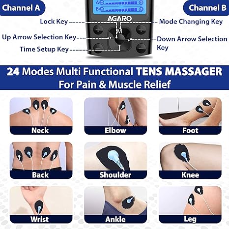 Agaro Dual Channel Ports Multi Functional Tens Massager (TM2421)