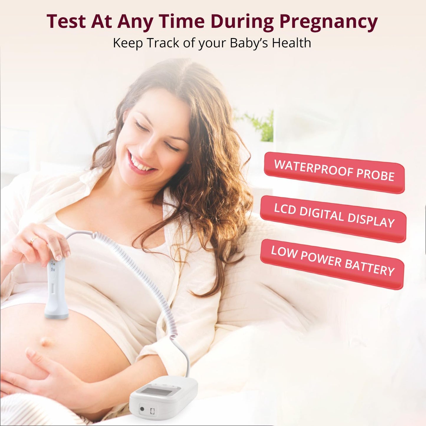 EASYCARE Radiation Free, High Performance, Intelligent Dynamic Detection with Low Power Indicator Fetal Doppler Machine with High sensitivity Probe