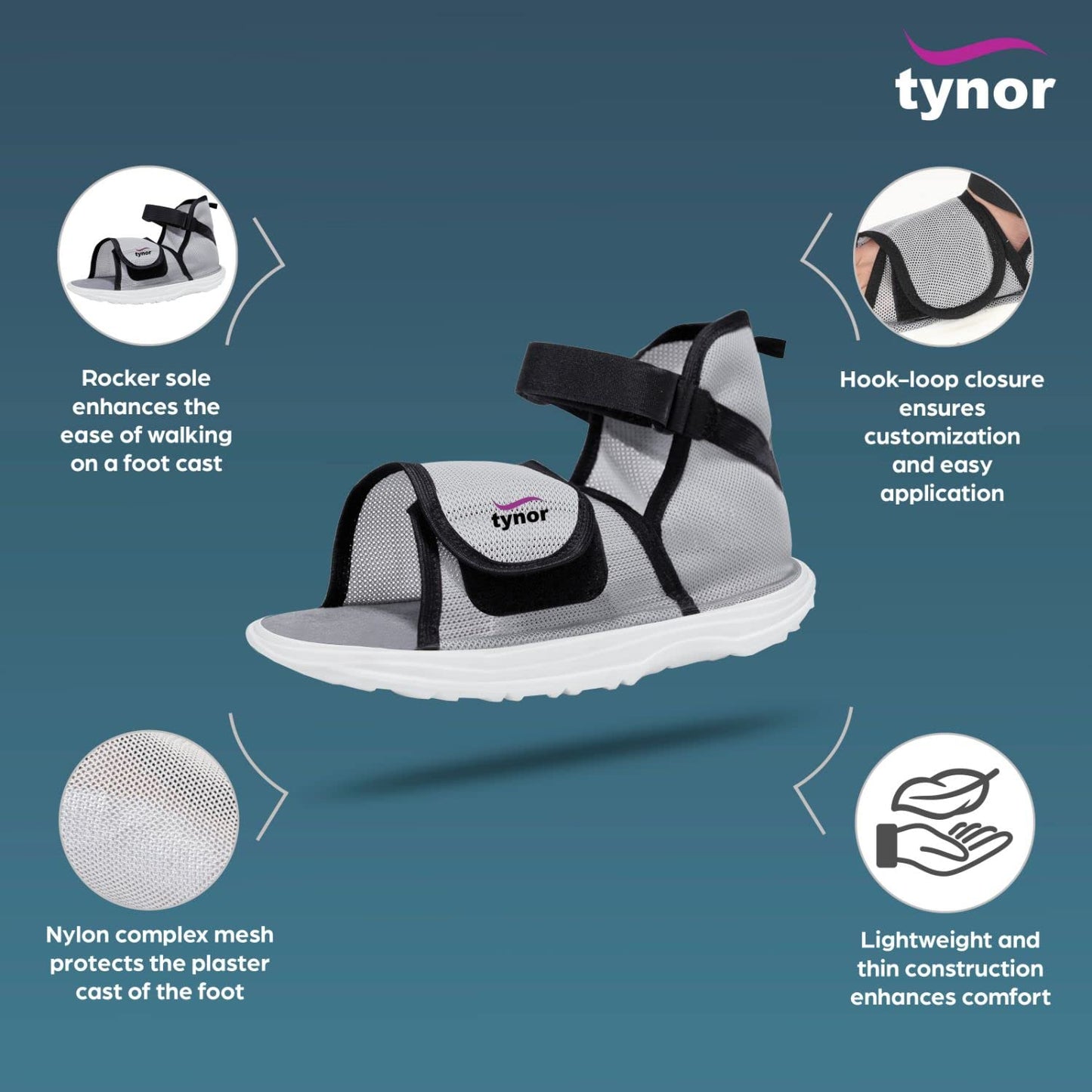 Tynor Unisex Cast Shoe Rocker Sole C08