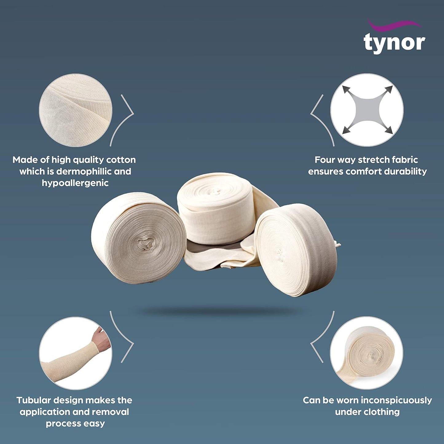 Tynor Ortho Stockinette 10 m, White, 75 MM, 10 M I10