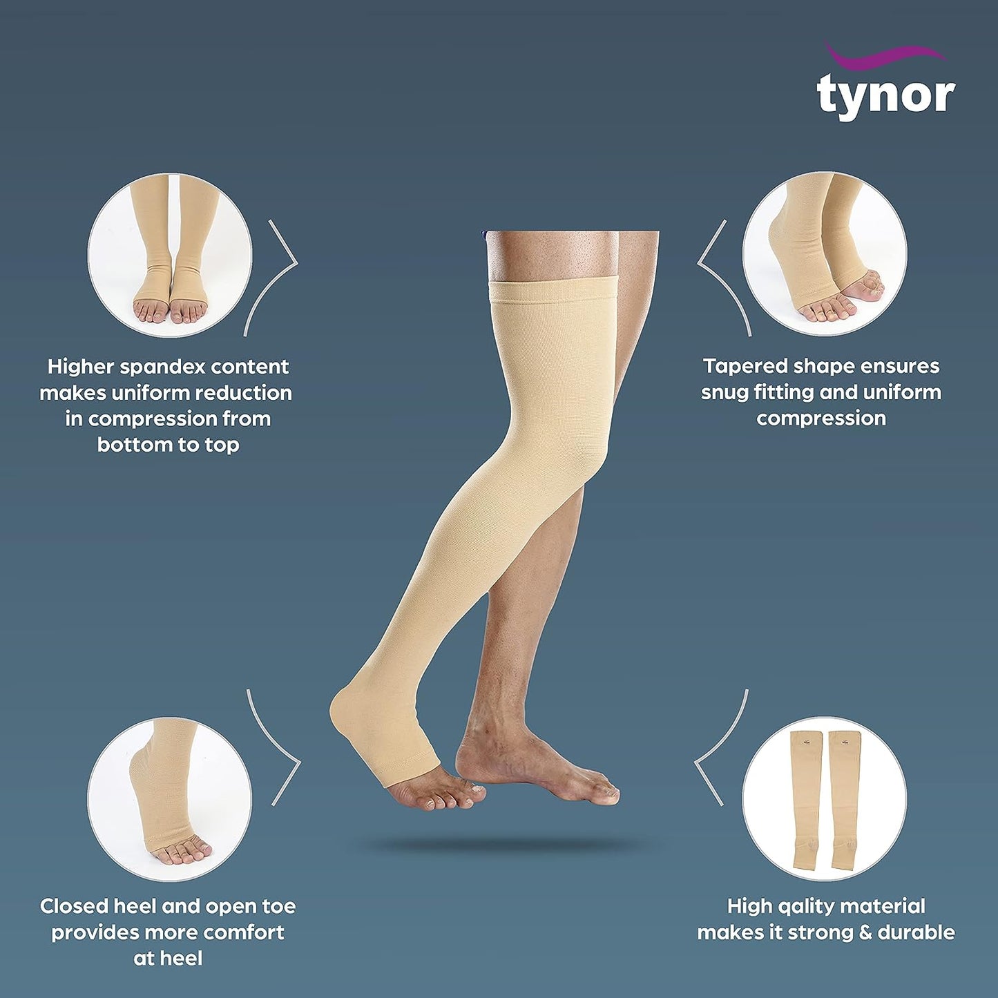 Tynor Compression Stocking Mid thigh Classic I15