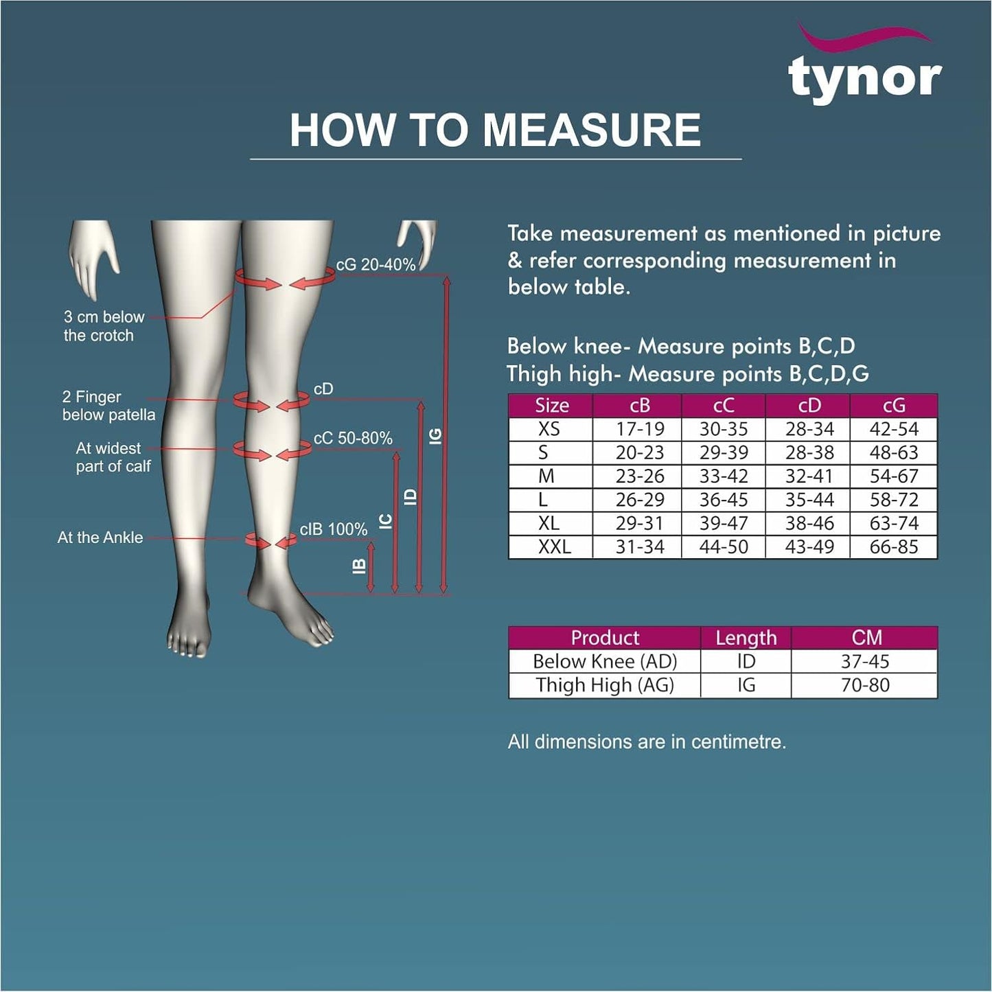 Tynor Medical Compression Stocking Knee High Class 2 (Pair) I67