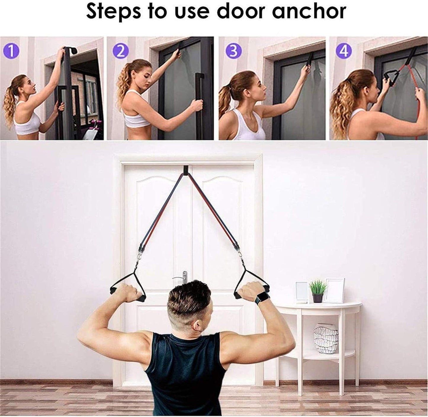 Power Resistance Band Set for Workout, Resistance Band for Exercise, Resistance Band for Pull ups, tricep, Legs, Rubber Tube with Door Anchor and Hook (Multicolor)