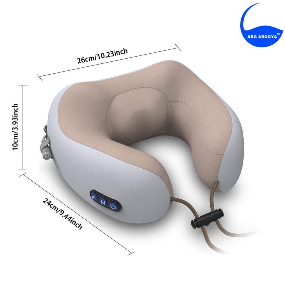 U-Shape Travel Pillow for Neck Massager | Shiatsu And Vibrating Pain Relief Memory Foam Kneading Velvet Massager Relaxer With 2 Kneading Mode