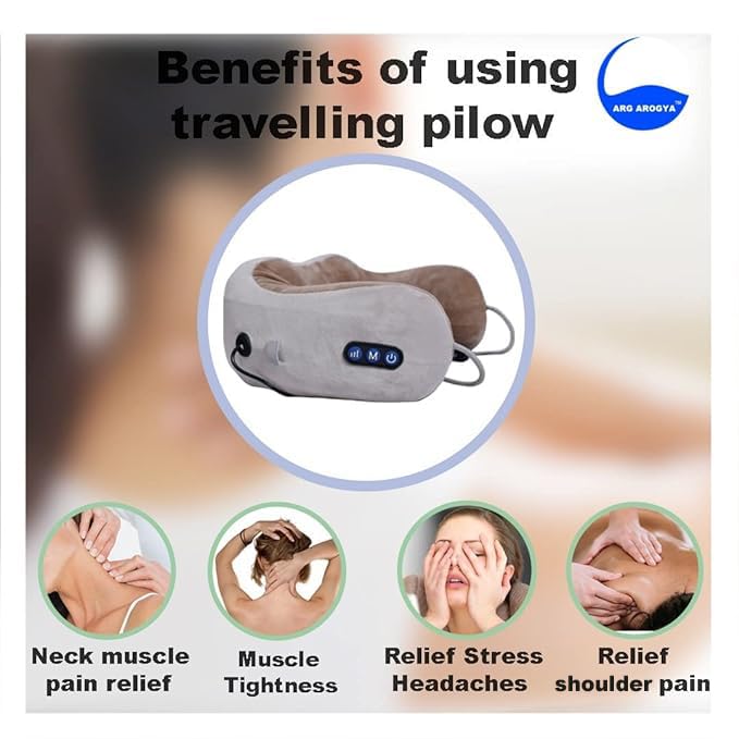 U-Shape Travel Pillow for Neck Massager | Shiatsu And Vibrating Pain Relief Memory Foam Kneading Velvet Massager Relaxer With 2 Kneading Mode