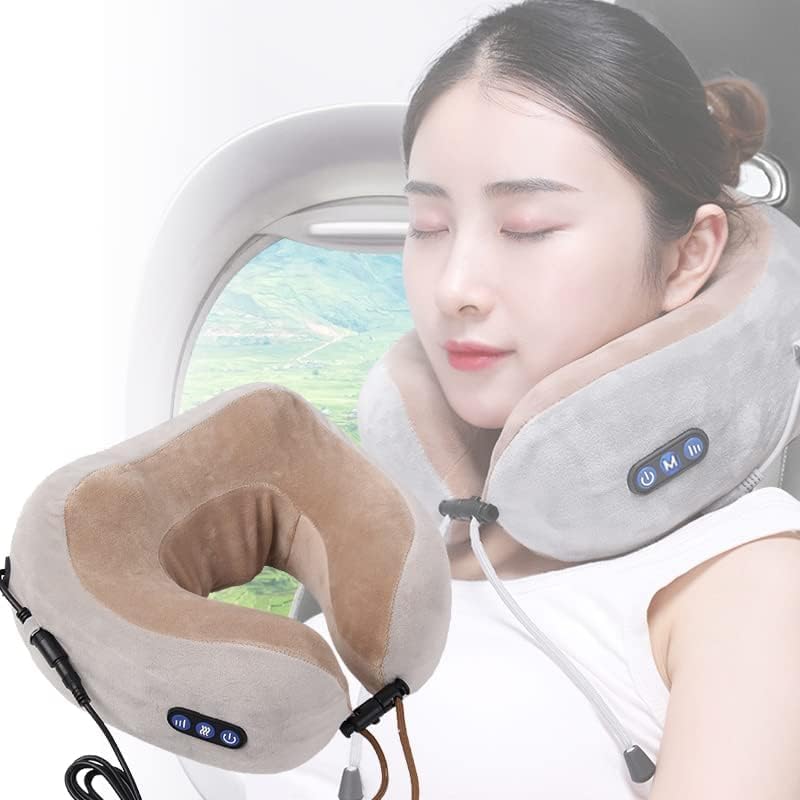 U-Shape Travel Pillow for Neck Massager | Shiatsu And Vibrating Pain Relief Memory Foam Kneading Velvet Massager Relaxer With 2 Kneading Mode