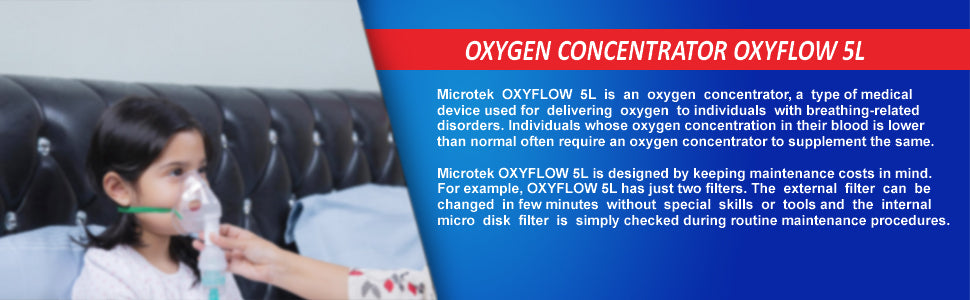 Microtek OXYFLOW 5L Oxygen Concentrator Up to 95% Oxygen Purification for Home Use (05Ltr)