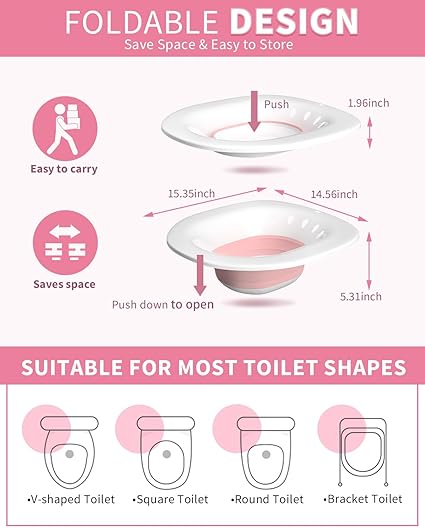 Sitz Bath Tub with Air Pump for Women & Men(Tub Seat, Light Pink)