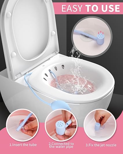 Sitz Bath Tub with Air Pump for Women & Men(Tub Seat, Light Pink)