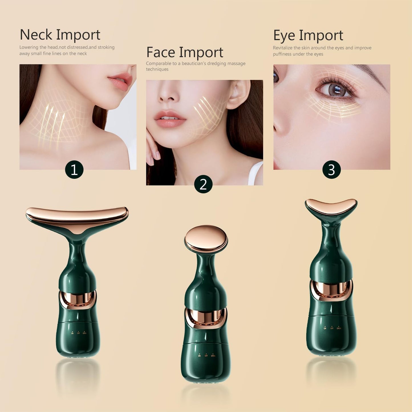 kdk 4d massager Maharaj Mall 3 in 1 Face Lift Double Chin Machine for Face, Eye, Neck Tightening - Three-Purpose Lifting and Firming Facial Massage Device for Wrinkle Removal