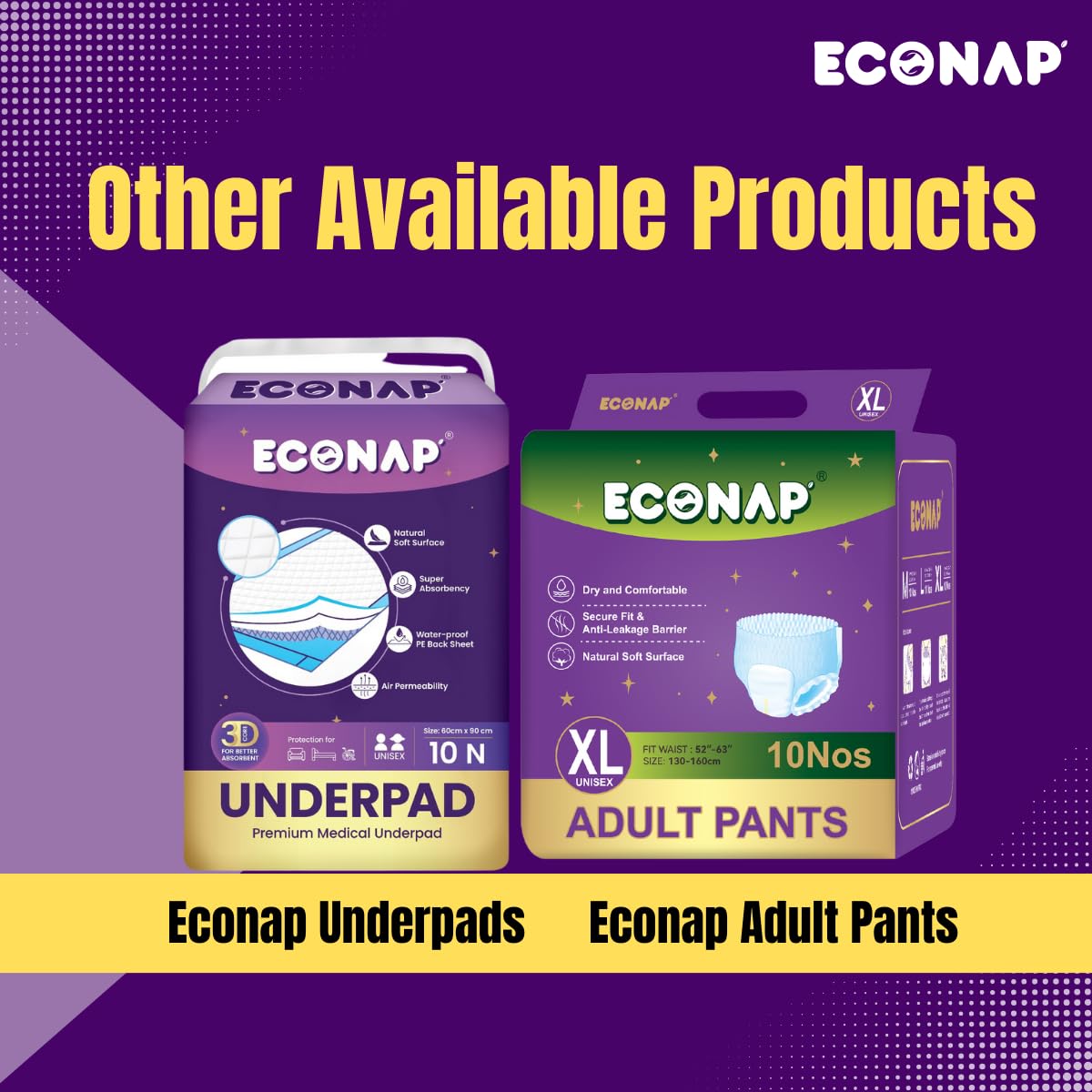 Econap Economy Adult Pull ups & Sticking | Pant style Diaper for Men & Women Size-XL (10nos)
