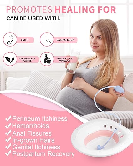 Sitz Bath Tub with Air Pump for Women & Men(Tub Seat, Light Pink)