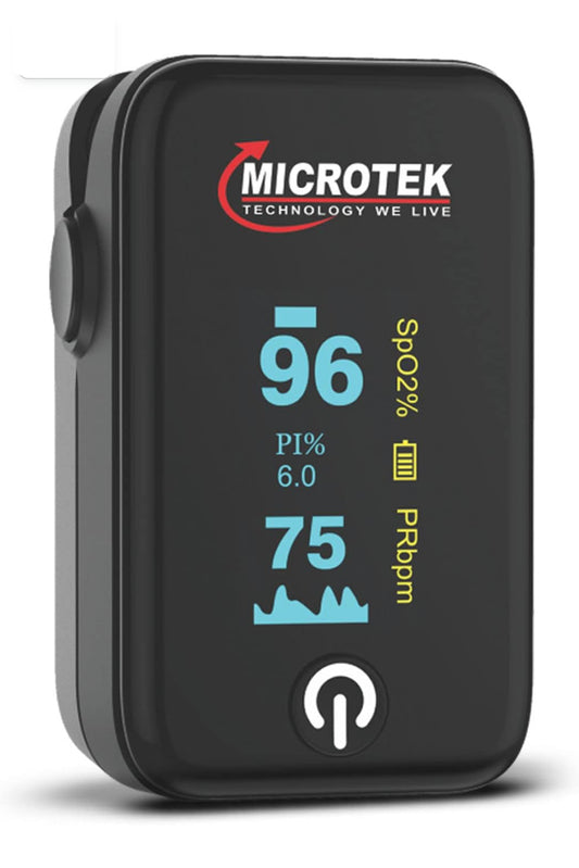 Microtek Pulse Oximeter with Oxygen Saturation Monitor, Heart Rate and SpO2 Levels Oxygen Meter with OLED Display