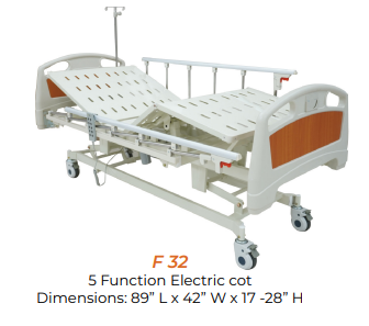 5 Function electric cot with alum railings Furnix F32