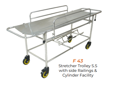 Stretcher trolley SS with railings and cylinder facility Furnix F43