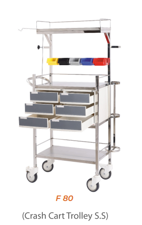 Crash cart trolley SS Furnix F80