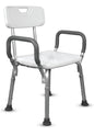 Vissco Comfort Shower Chair with Back and Armrest, Light Weight, Height Adjustable Shower Bench/Stool, Aluminum Anti Rusting Material - Universal